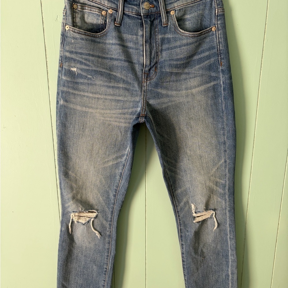 Madewell womens jeans denim high rise slim boy jean size 27 distressed - Picture 4 of 5